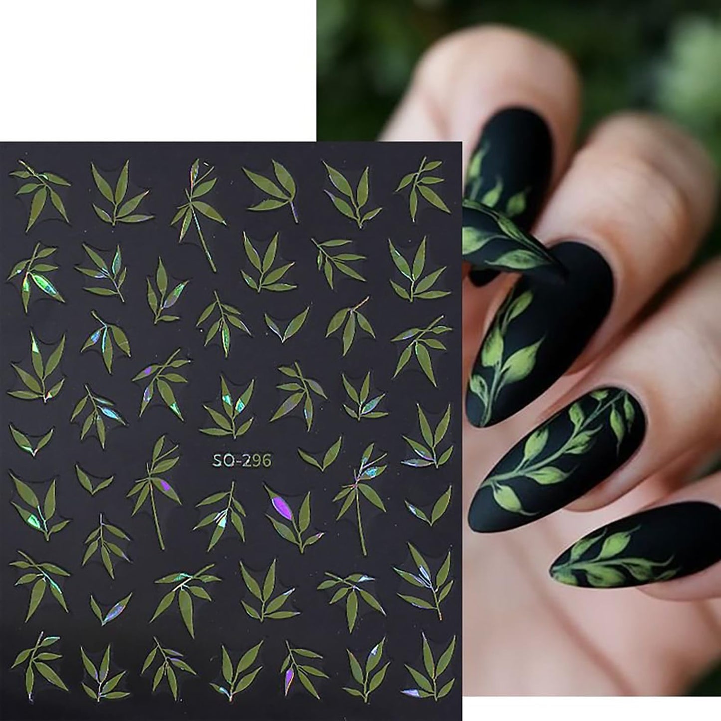 5 Sheets Bamboo Nail Art Stickers 3D Self -Adhesive Colorful Bamboo Nail Decals Holographic Gold Silver Blue Green Orange Nail Sticker Unique Chinese Style Nail Decoration for Women Manicure Supplies