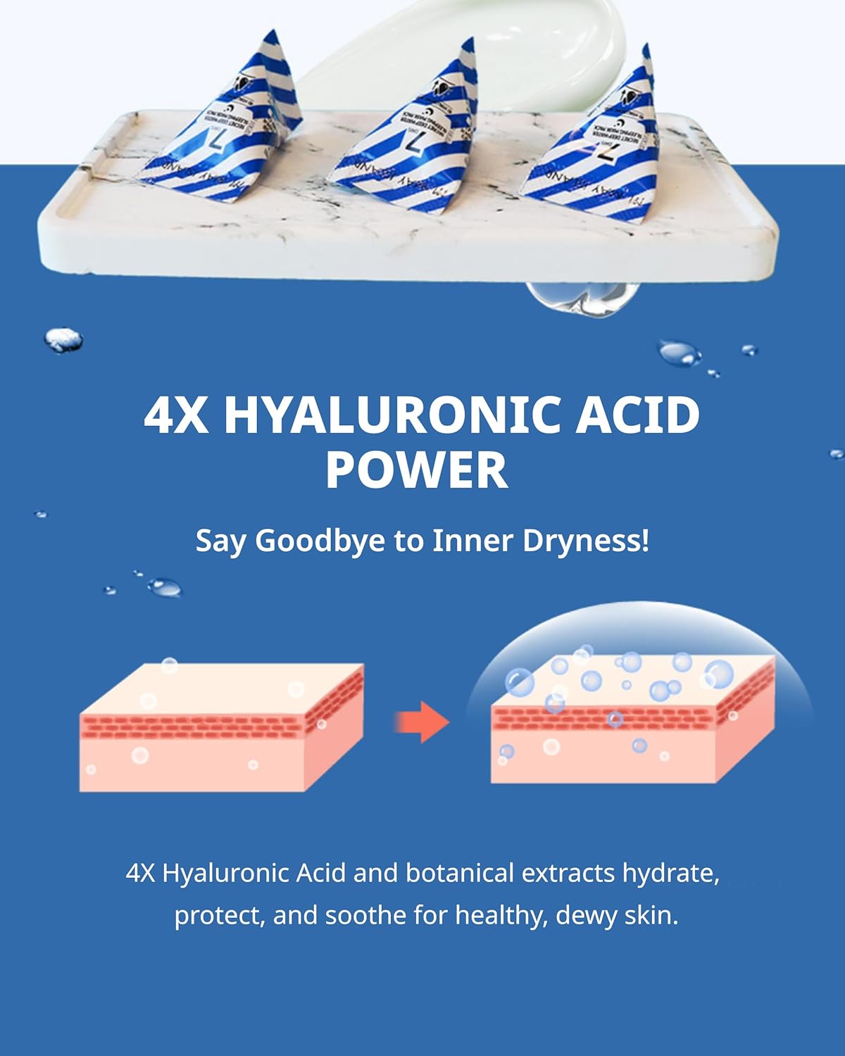 MAY ISLAND 7 Days Secret Deep Water Sleeping Mask - Korean Overnight Hydrating Treatment with Hyaluronic Acid - Intensive Moisturizing & Revitalizing - Single-Use Pouches, 0.17oz. x 12 Pack