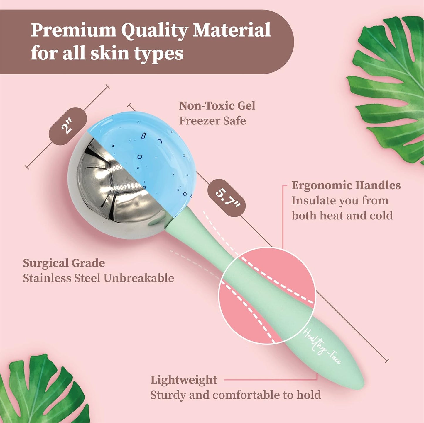 Facial Ice Globes for Face - 360 Stainless Steel face wand Globes Massager For Puffy Eyes & Dark Circles, Stimulates Collagen to Tighten Skin & Shrink Pores, Enhance Circulation & Smooth Looking Skin