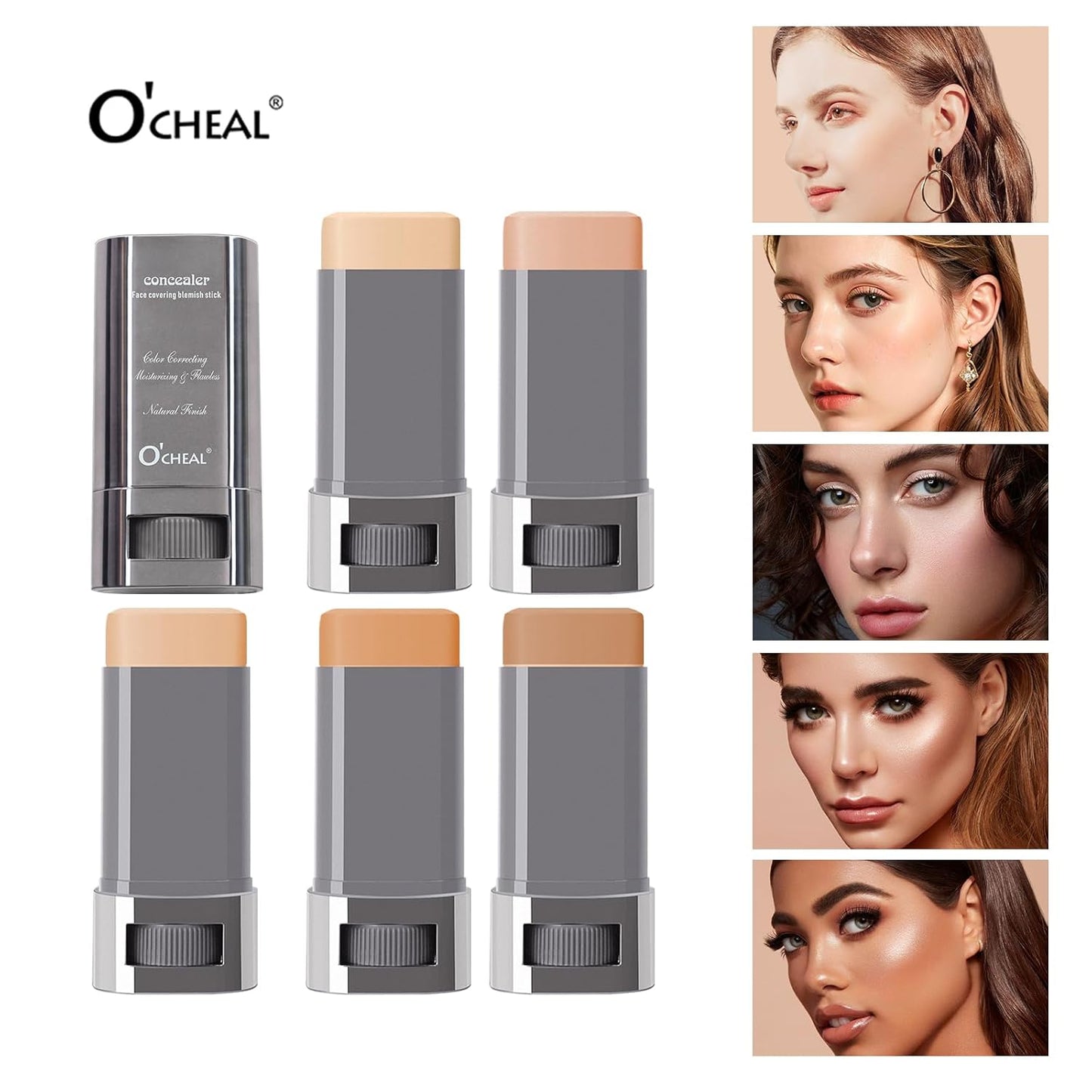 O'CHEAL Face Foundation Contour Stick Long-wear Lightweight Brighten Stick Face Concealer Blemish Contouring Beauty Makeup 01#IVORY