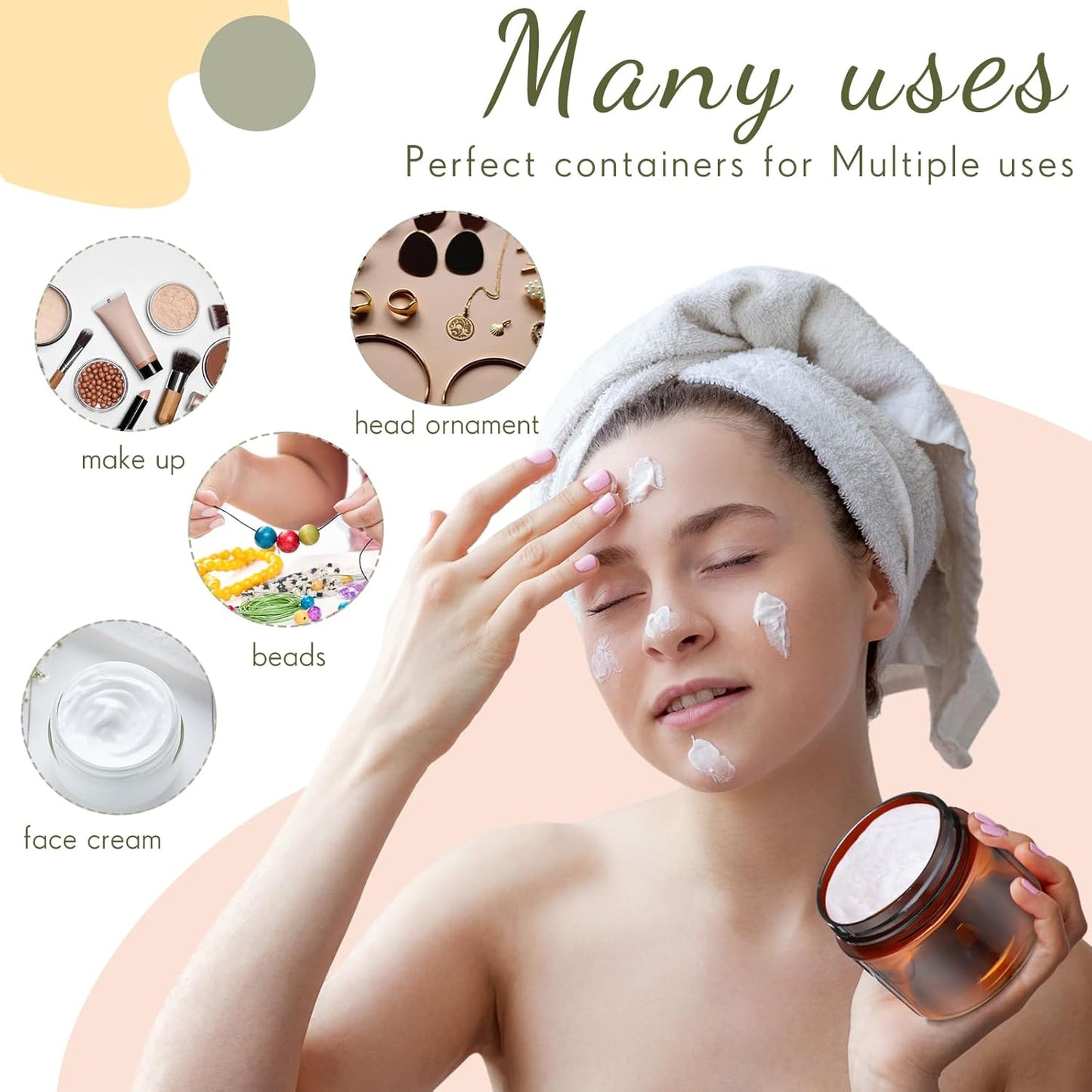 Patelai 4 Pieces Round Wide-mouth Leak Proof Plastic Container Jars with Lids for Travel Storage Makeup Beauty Products Face Creams Oils Salves Ointments DIY Making(4 Ounce,Amber)