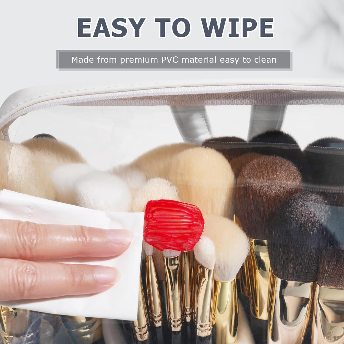 ROWNYEON Makeup Brush Bag, High Capacity Stand-Up Makeup Brush Holder, Travel Professional Cosmetic Bag Artist Organizer Bag Large Makeup Brush Case with Adjustable Divider (Brushes Not included)