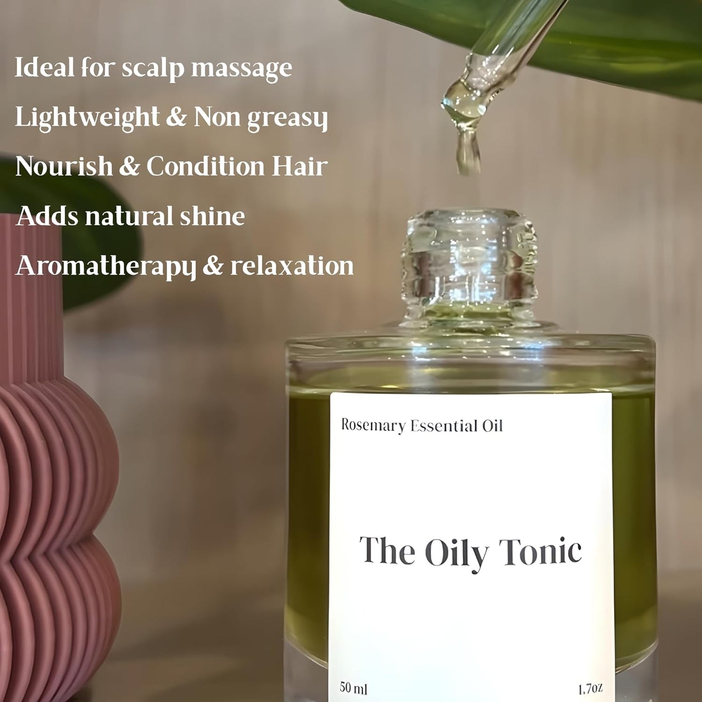 Rosemary Revival Oil Organic – Nourishing Hair & Scalp Oil – Hydrating Botanical Blend with Vitamin E – Conditions, Softens & Adds Shine – Hair Serum for Dry or Damaged Hair – 1.7oz – The Oily Tonic