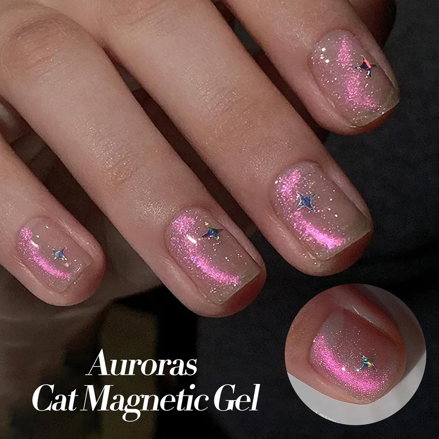 Born Pretty Cat Magnetic Eye Gel Nail Polish Aurora Mermaid Blue Purple Pink Yellow Red Gel Polish Glass Holographic Glitter Gel Nail Polish for Nail Art Manicure Salon DIY 6PCS 7ML