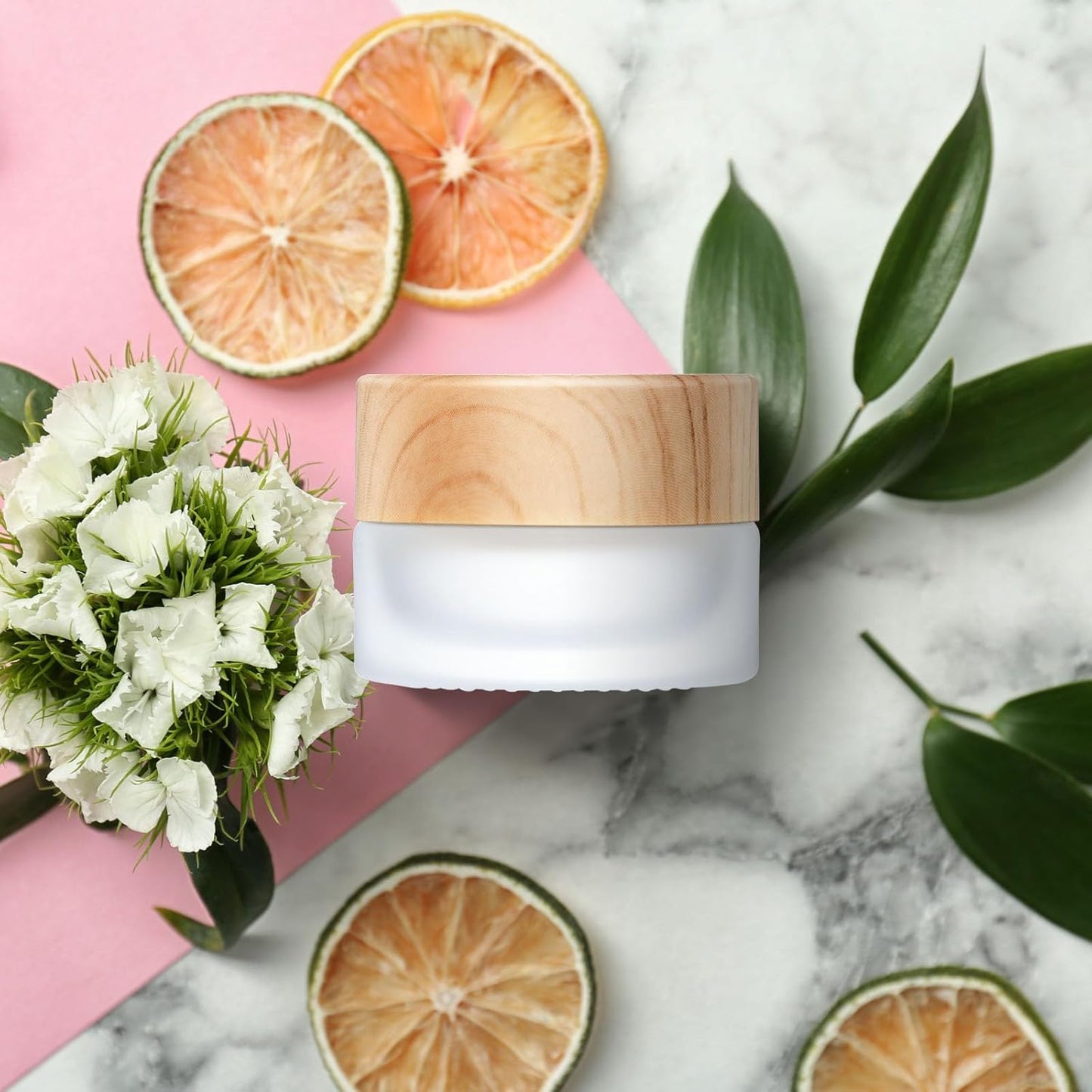 Geiserailie 10 Pieces Glass Cosmetic Containers Empty Sample Jars with Leak Proof Lids Makeup Sample Containers for Lotion Cream Cosmetic (15 Gram)