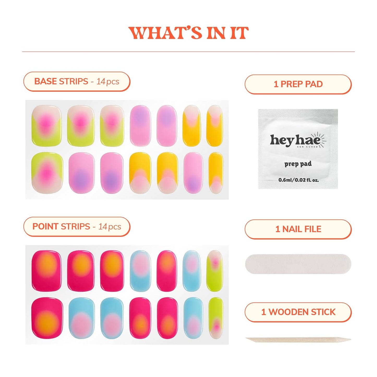 Semi Cured Gel Nail Strips | No LED Lamp Needed | Spring, Marble, Pink | Easy Apply & Remove, Salon Quality | Includes 28 Strips, 1 Prep Pads, Nail File & Wooden Stick - Hey, So Sigma