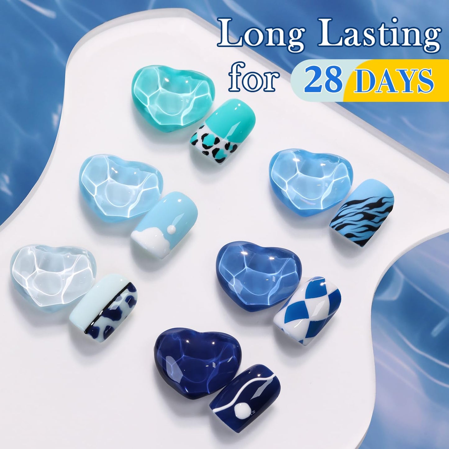 Double Rhythm 6 Pcs 15 ML Gel Polish Set Same Color Same Bottle Soak Off Gel Polish Kit Nail Art Manicure Salon DIY at Home for Women (Light Blue Dark Navy Teal-T6-14)