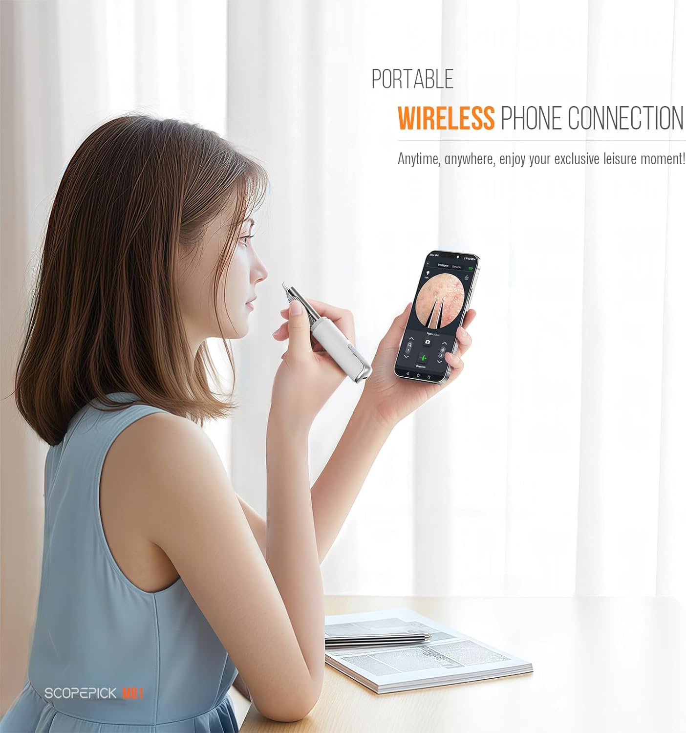 Blackhead Removal Tweezer with 1080p Camera, Ultimate Precision: Blackhead Removal with Camera - Perfect for Delicate Tasks! - - Eyebrow Tweezer, Pull White Hair (White)