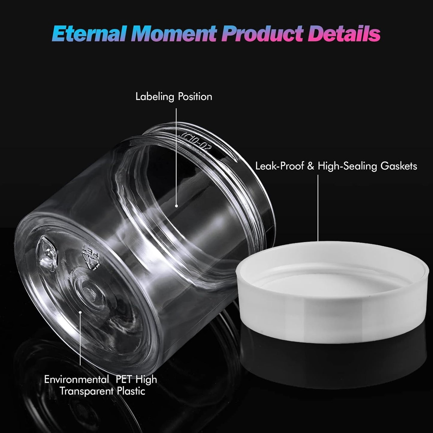 ﻿Eternal Moment 36 Pack 6 OZ Plastic Jars Round Clear Cosmetic Container Jars with White Lids, Perfect for Lotion, Slime，Cream, Ointments, Makeup, Eye Shadow, Samples, Pot, Travel Storage