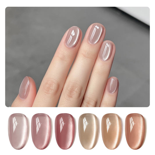 GAOY Jelly Pink Silver Cat Eye Gel Nail Polish Set with Magnet for Holographic Glitter Cat Eye, Salon Gel Manicure and Nail Art DIY at Home
