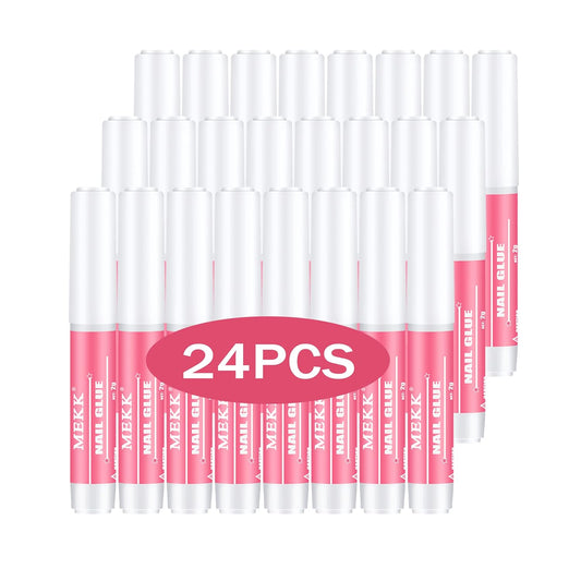 MEKK Nail Glue,Super Strong & Long-Lasting Nail Glue for Acrylic Nails,Press Ons & Nails Tips,Professional Adhesive for Nail Art Supplies,0.07OZ/PCS (24PCS)