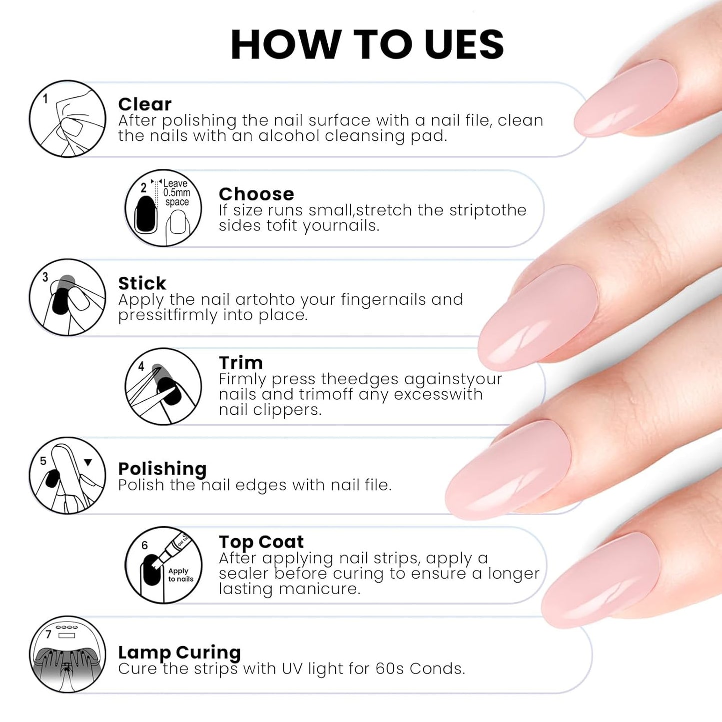 Semi Cured Gel Nail Strips | Built-In Gel Top Coat | UV Light Required | Salon Quality, Easy Application And Removal (Cocoa Edge Nails)