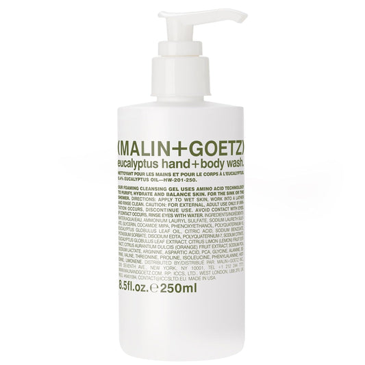MALIN+GOETZ Eucalyptus Hand + Body Wash – natural hydrating soap,cleansing and purifying for all skin types, prevents stripping or irritation on sensitive skin. Cruelty-free. 8.5 fl oz