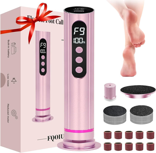 Electric Foot Callus Remover - 2 in 1 Electric Foot File,Adjustable Speed Foot File with Sandpaper Discs & Grinding Heads, 9 Speeds Callus Remover for Feet, Pedicure Tools for Valentine's Day Gift