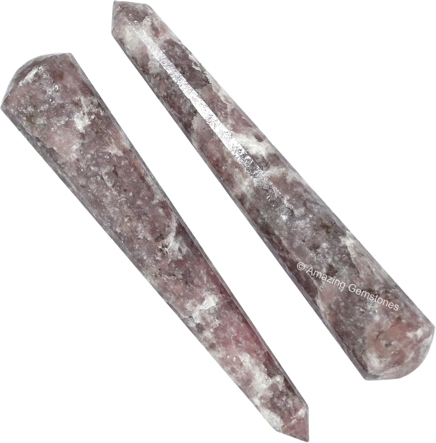 Amazing Gemstone Lepidolite Crystal Wand Massage Stick - Pelvic Wand Gua Sha for Adults - Crystals and Healing Stones Massage Wands for Adults Gifts (Pointed)