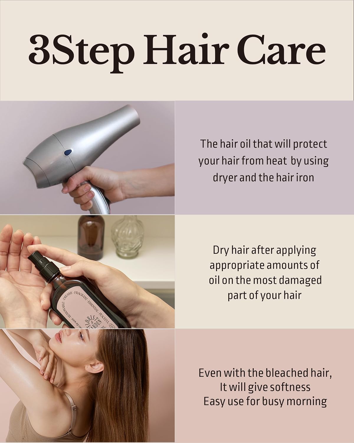 ODID Milk Protein Intensive Perfume Hair Oil - Korean Anti Frizz Nourishing & Smoothing Hair Serum - Natural Green Herb Scent - with 10,000ppm Argan Oil & 6 Plant-Based Oils, 3.38 fl.oz.