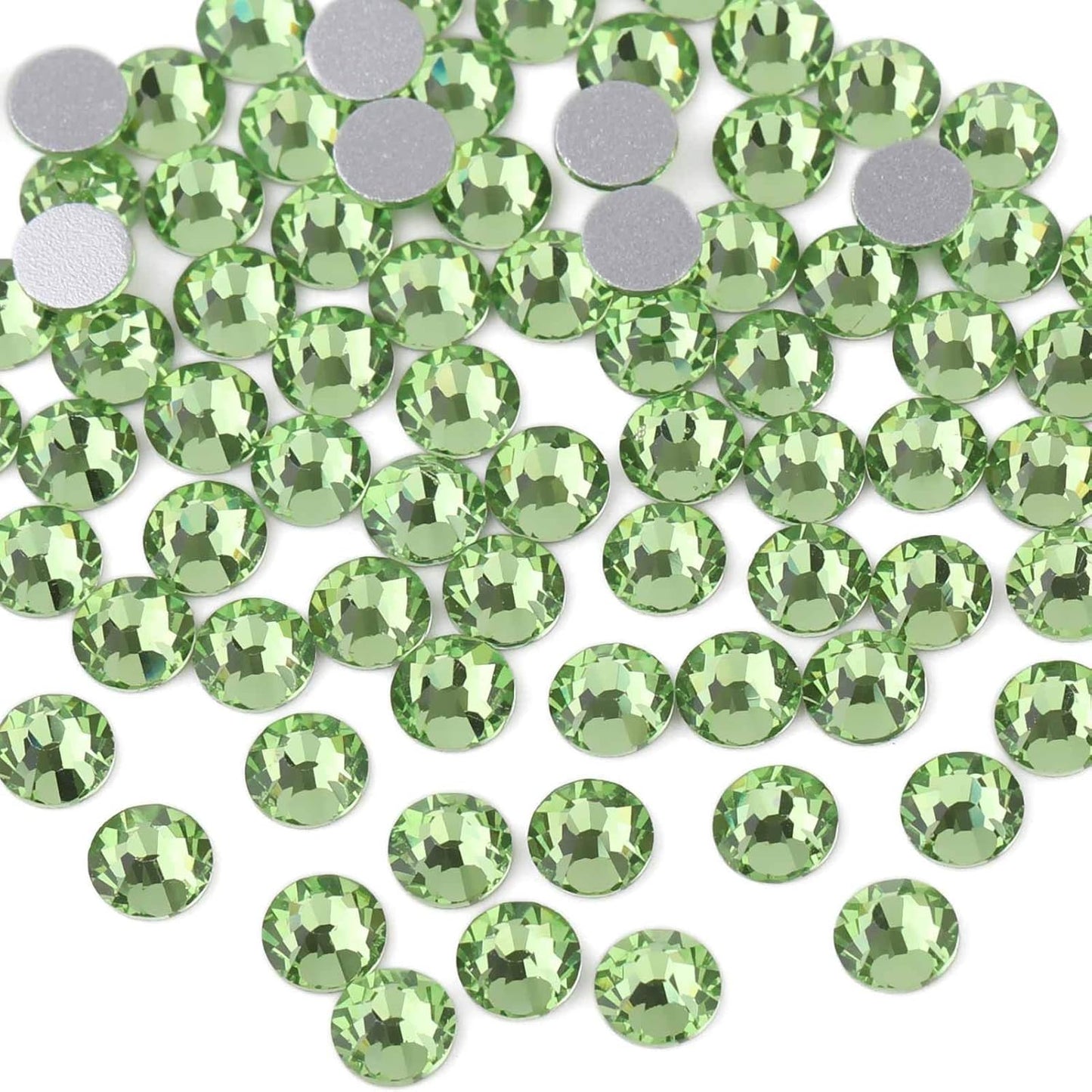 beadsland Flat Back Crystal Rhinestones Round Gems for Nail Art and Craft Glue Fix,Light Green (1.9-2.0mm) SS6/1440pcs