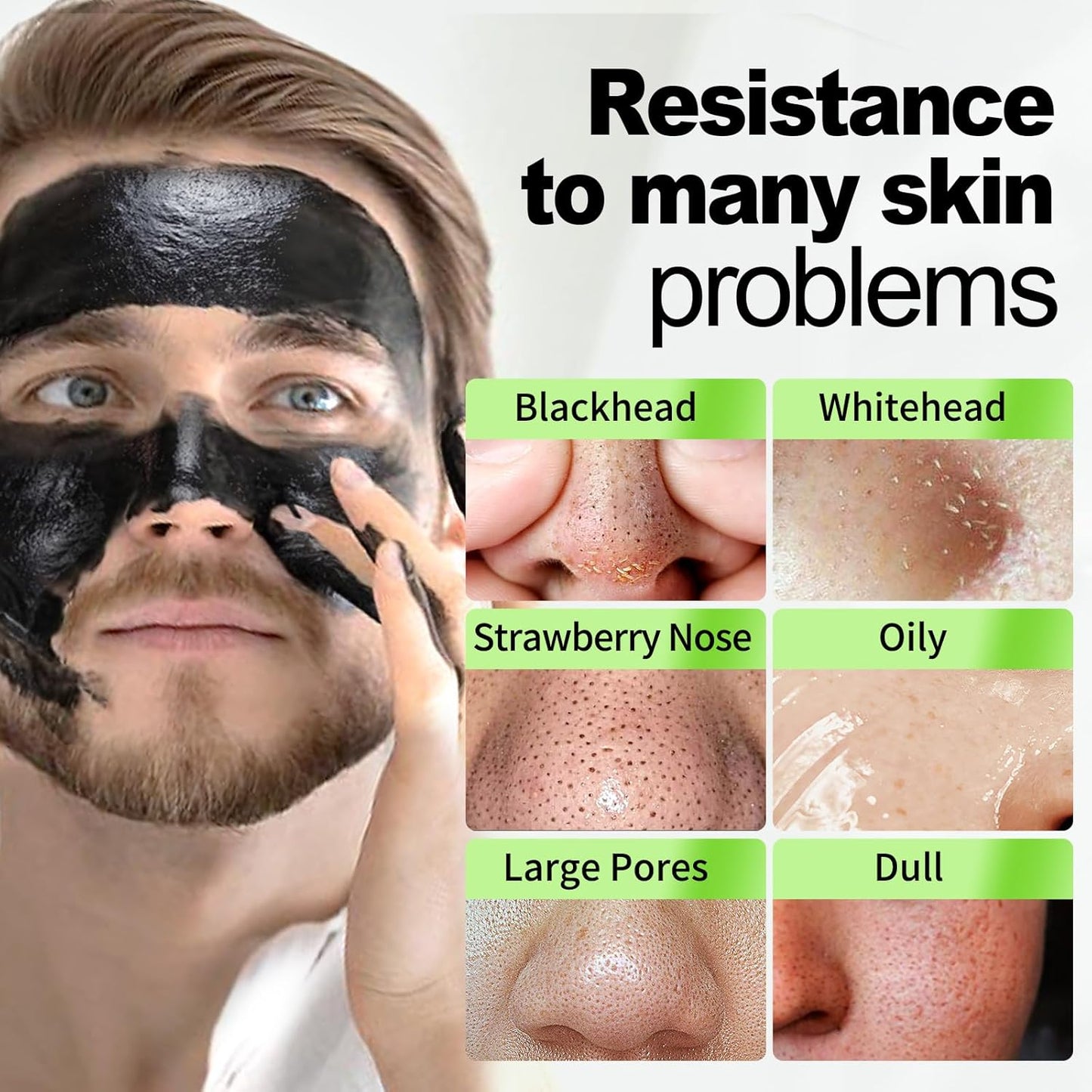 JVR Peel Off Face Mask, Blackhead Remover Mask for Men, Charcoal Peel Off Black Mask, Facial Mask Purifying and Deep Cleansing for All Skin Types 2.12 OZ