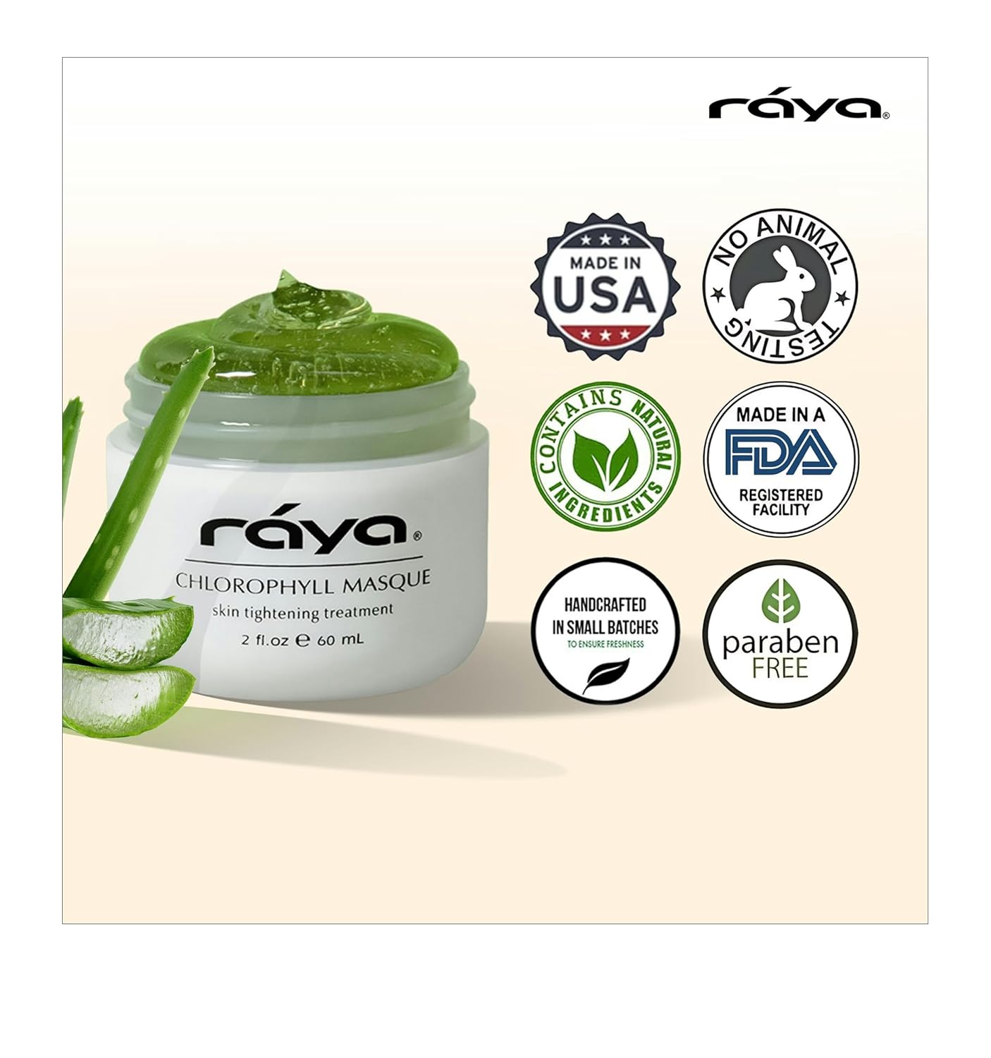 Raya Chlorophyll Masque (607) | Tightening Facial Treatment Mask for All Skin | Reduces Fine Lines and Wrinkles | Skin Tightening Mask for Face Skin Care | Face Masks Skincare