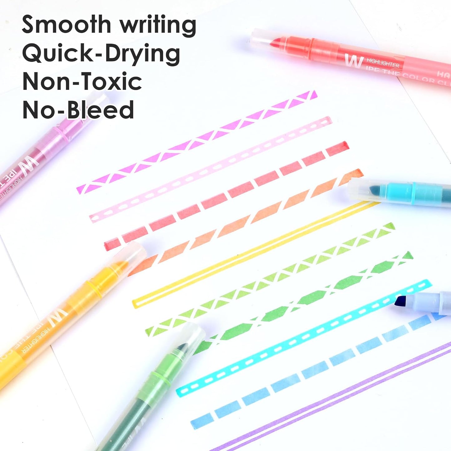 Erasable Highlighters, 10 Pastel Highlighters Assorted Colors, Dual Tip Cute Erasable Highlighter Pens No Bleed Through for Bullet Journaling, Bible Study, School Office Supplies