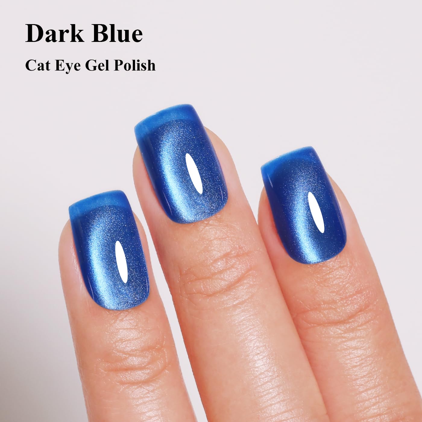 Imtiti Cat Eye Gel Nail Polish, Dark Blue Holographic Magnetic Crystal Nail Gel Polish With Magnet Glittery Galaxy Spring Summer Kit Soak Off UV Led 10ML
