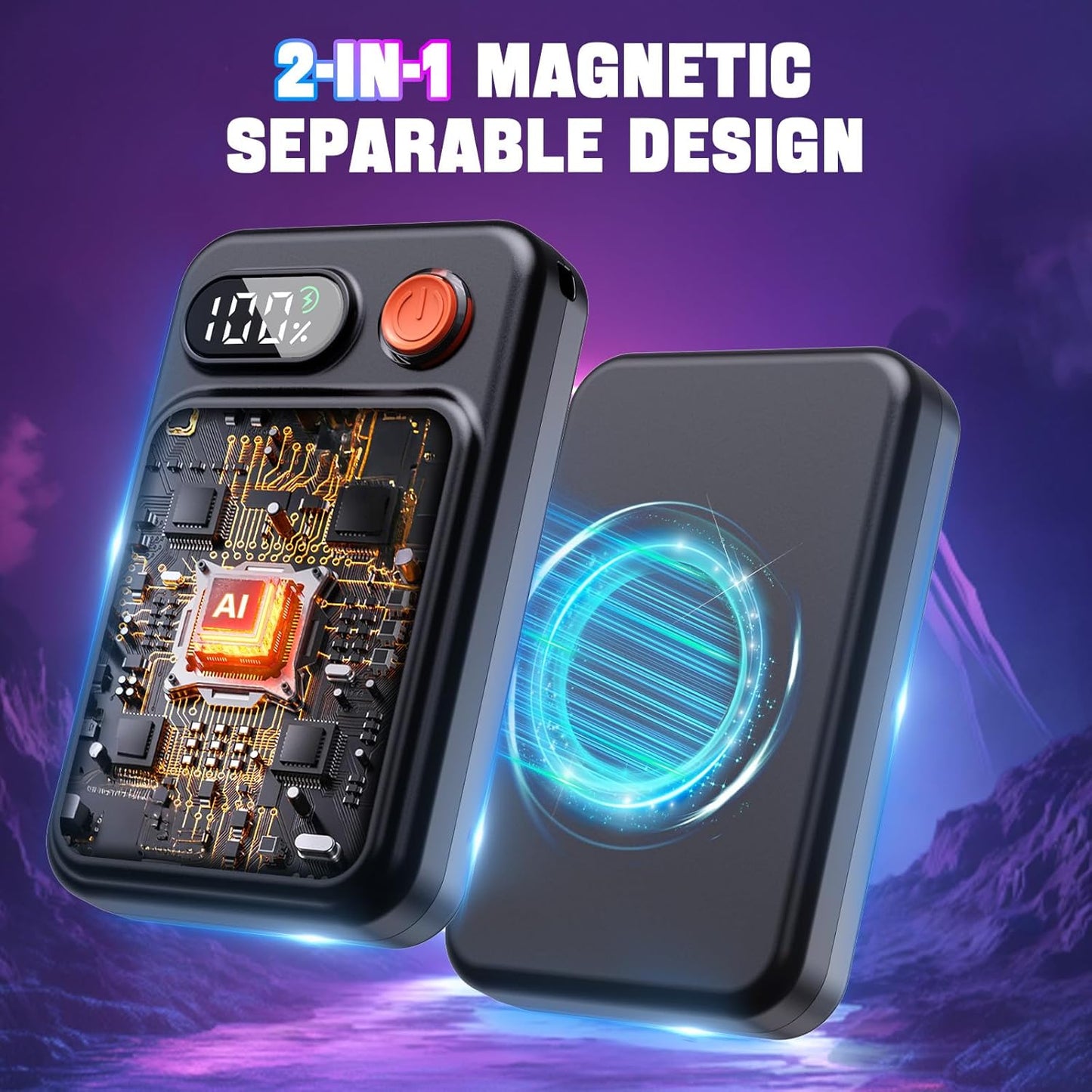 Hand Warmers Rechargeable 2 Pack - Magnetic, LED Display, 4 Heat Levels, Gift for Men Women, USB-C, Reusable, Lanyard, Electric Hand Foot Warmer, Fits Gloves, Golf, Camping, Walking, Hunting