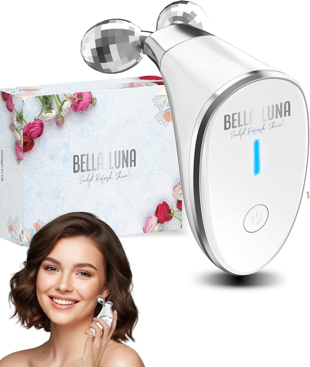 5-in-1 Microcurrent Facial Device for Face Tightening, Lifting & Wrinkle Reduction – Non-Invasive Anti Aging Tool, Jawline Shaper & Skin Lifting Face Sculpting Device for At-Home Skincare