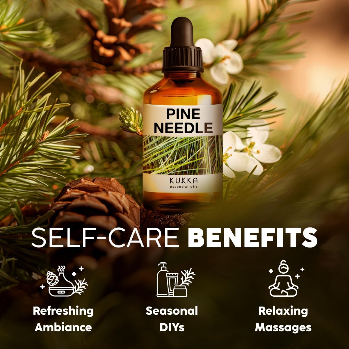 Kukka Pine Essential Oil for Diffuser - 4 Fl Oz - Pine Oil, Woody Scent, for Candle, DIY Soap Making Scents