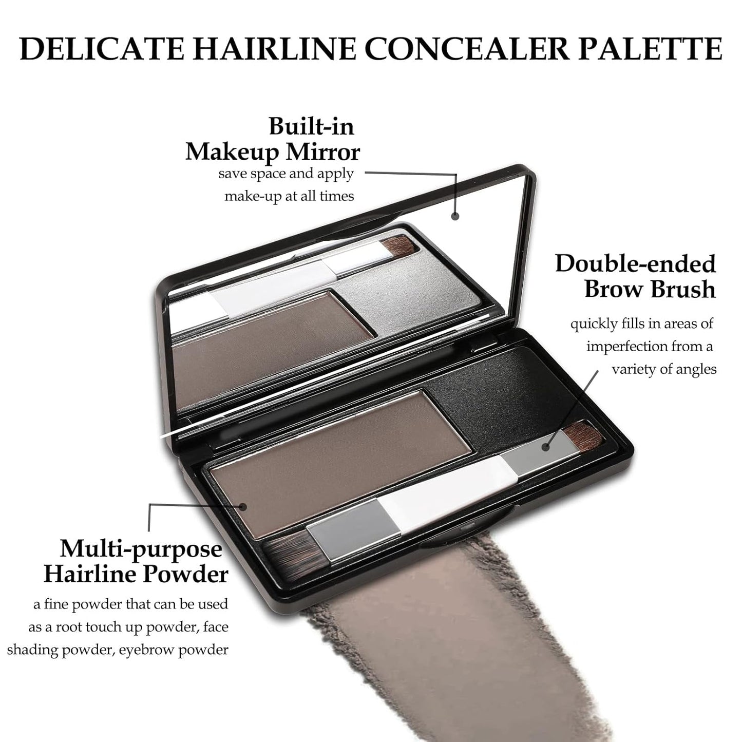 Boobeen Temporary Hair Concealer Kit - Root Touch Up Cover Gray Hair - Color Powder Brush