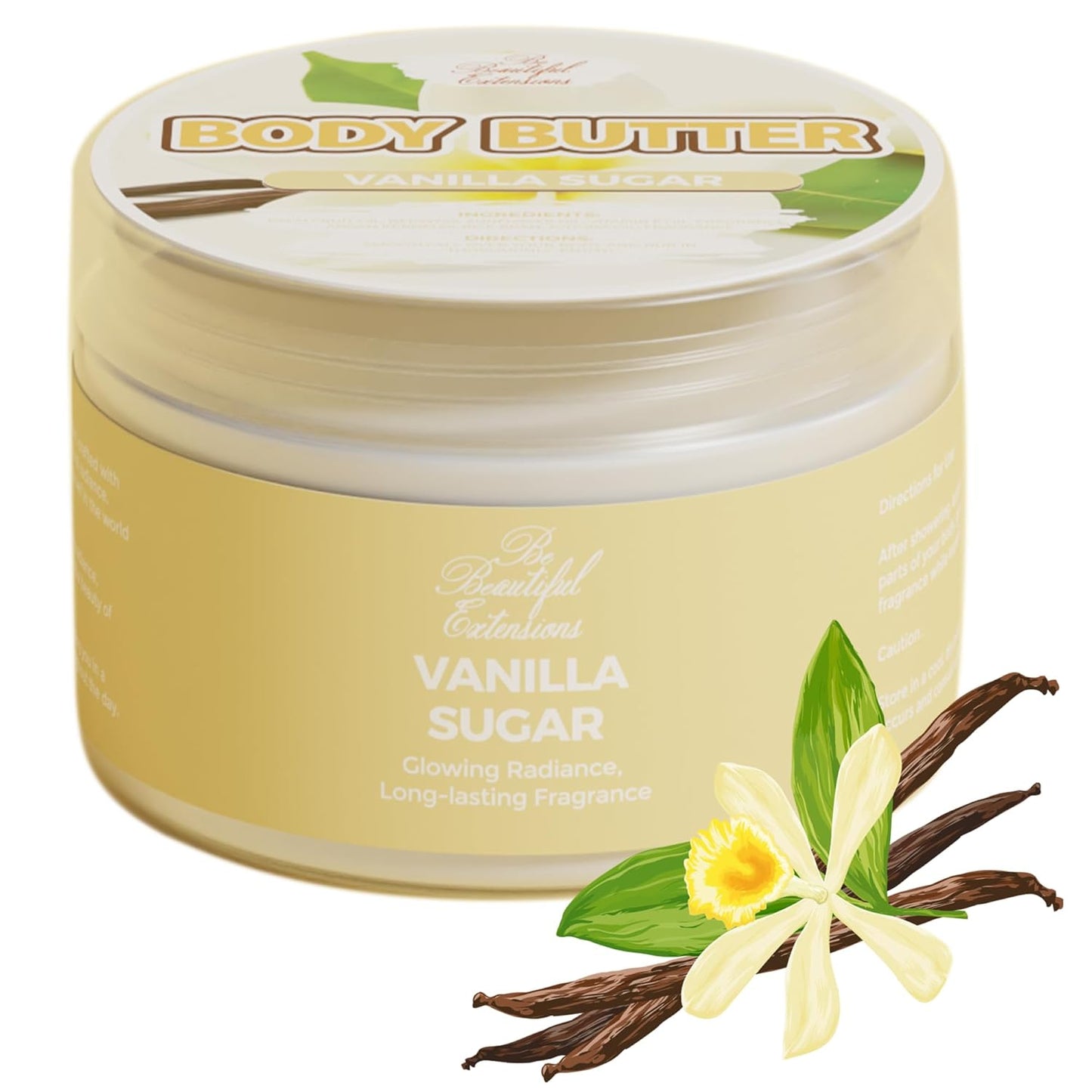 body butter vanilla sugar scent long -lasting fragrance,hydrate skin jojoba oil and more 8oz
