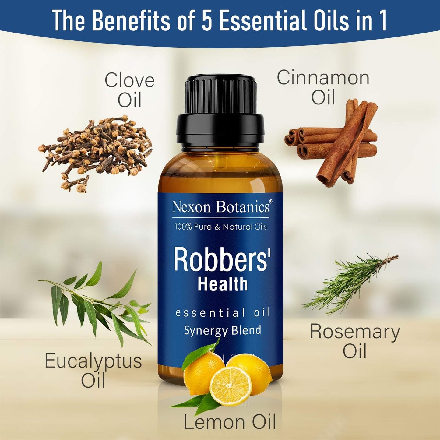 Robbers' Health Essential Oil Blend 30 ml - Immunity Boosting Thieves Oil - Natural Fighter Shield Against Impurities - Nexon Botanics