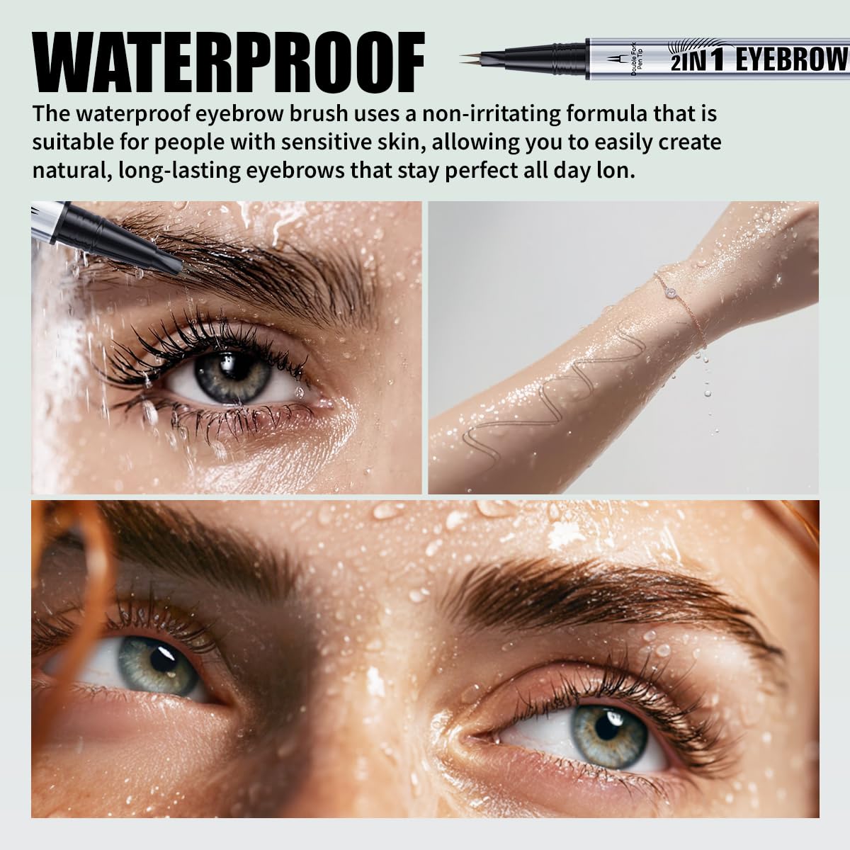 Eye Brow Pencils for Women Brown,2-in-1 Dual-Ended Eye Brow Pencil with 2-Fork-Tip and Precise Brush-Tip, Microblading Eyebrow Pen for Waterproof Long Lasting Natural Hair-Like Brows(Dark Brown)