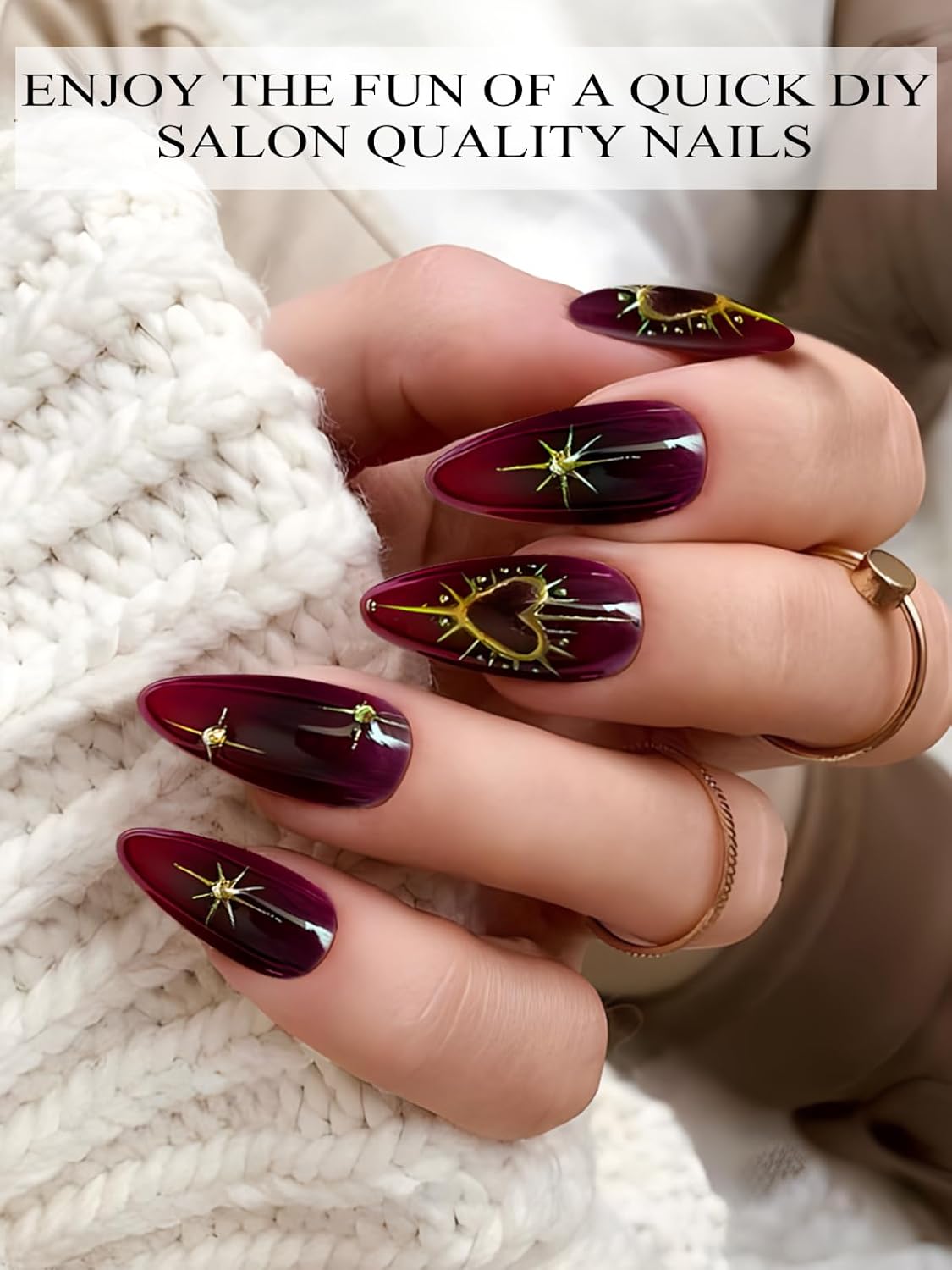 EBANKU 24PCS Semi-Cured Gel Nail Polish Strips, Self Adhesive Gel Nail Art Sticker, Waterproof Gel Nail Wrap Stickers with Nail File and Stick(Glitter Star-2)