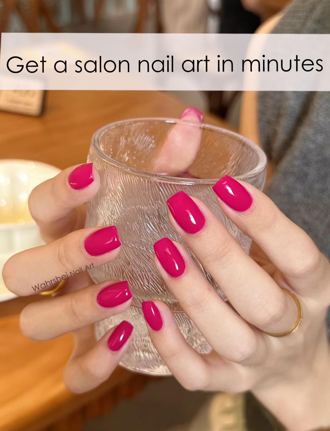 Semi Cured Gel Nail Strips, 20pcs Berry Pink Gel Nail Stickers Work with UV, Easy to Use and Remove