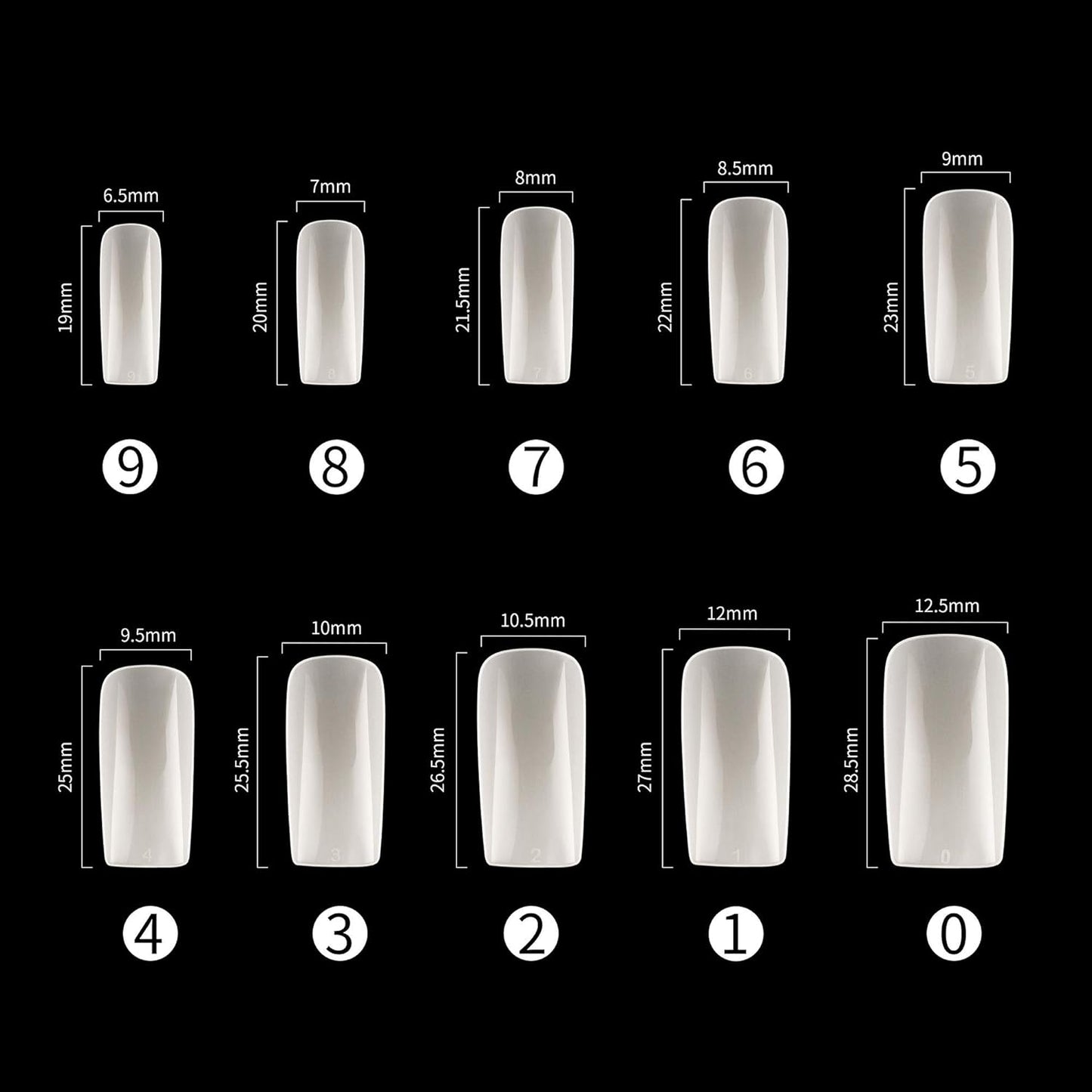 Full Cover Acrylic False Nail Tips, 500PCS Fake Nail Shape Artificial False Nails Tips 10 Sizes with Case for Nail Art Salons and Home DIY (Natural)