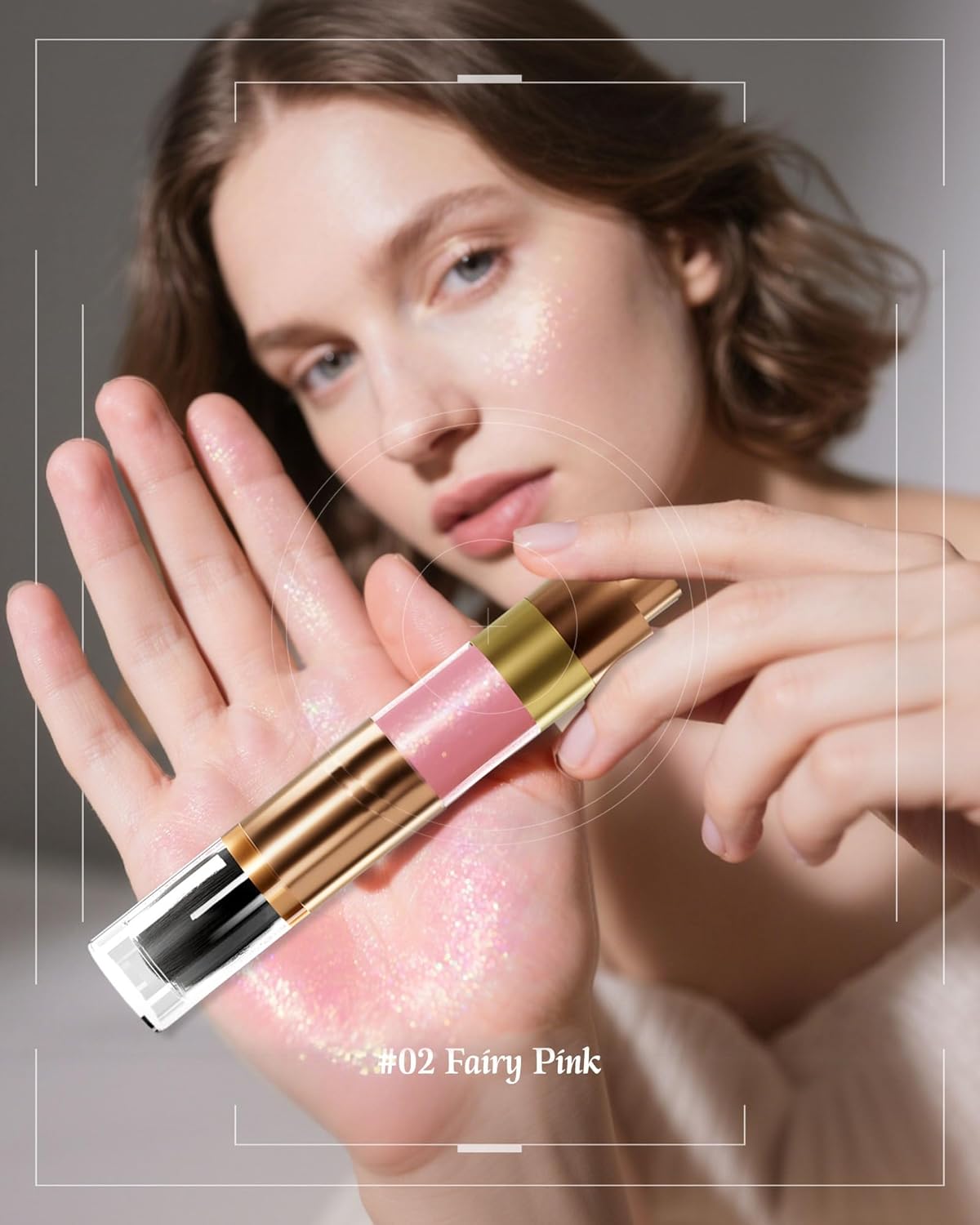 Highlighter Powder with Brush | 3D Contouring & Radiant Glow for Face, Body & Hair | Pearlescent Shimmer, Long-Lasting & Buildable Coverage | Women's Makeup for Daily & Special Occasions