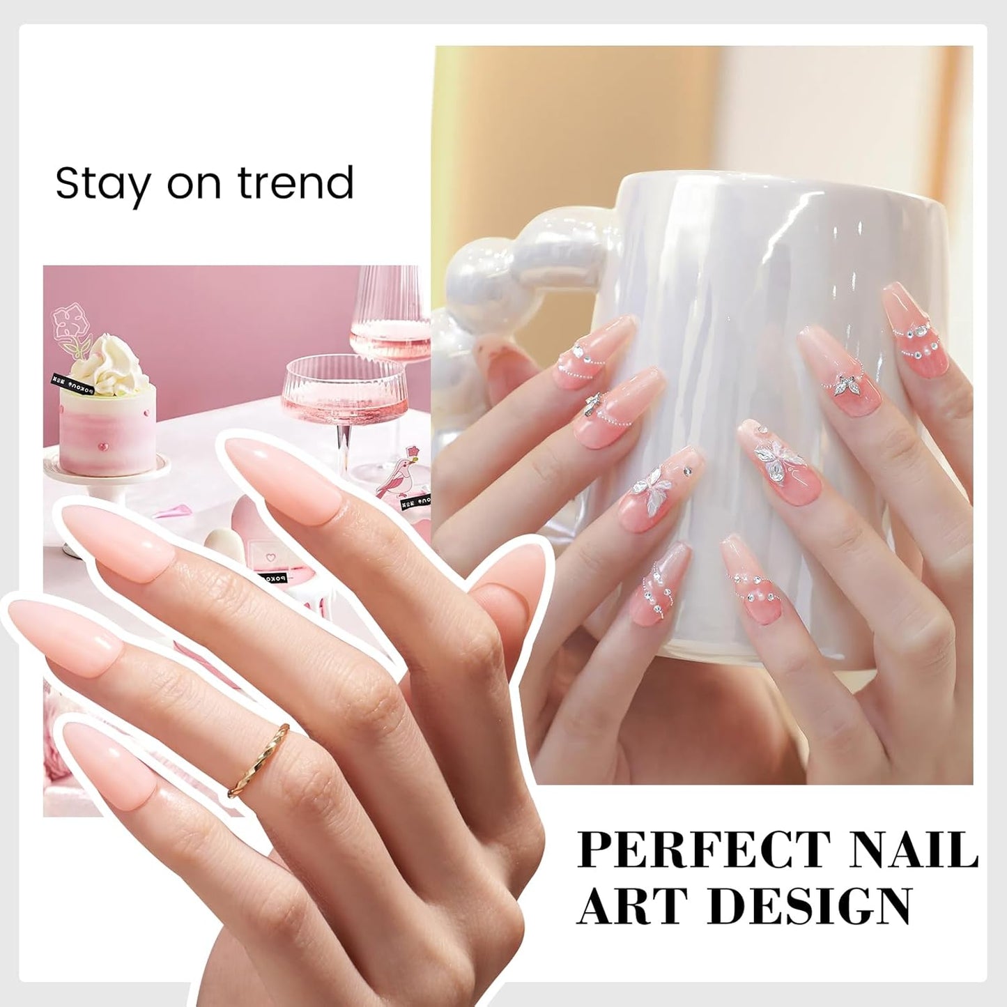 HEMA and TPO Free Light Nude Pink Gel Nail Polish - 18 ML Jelly Sheer Pink Orange Nail Polish Gel, Long Lasting Neutral Clear Blushed Apricot Color Soak Off Cured for Home Nail Art Salon DIY