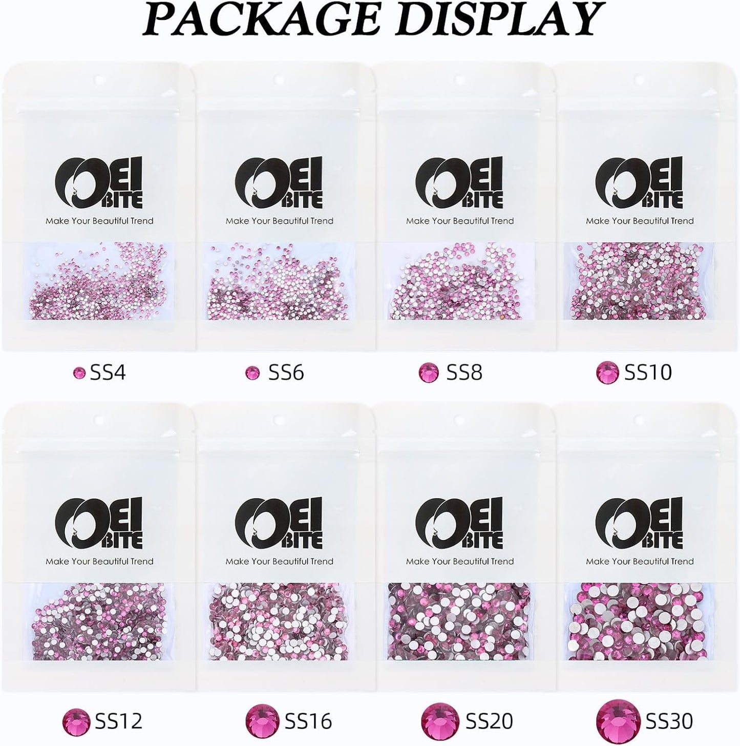 Fuchsia Flatback Rhinestones, Glass Rhinestones for Nail Art and Craft, Glue Fix, Loose Crystal Gemstones(Fuchsia, SS20, 1440pcs, 4.6-4.8mm)