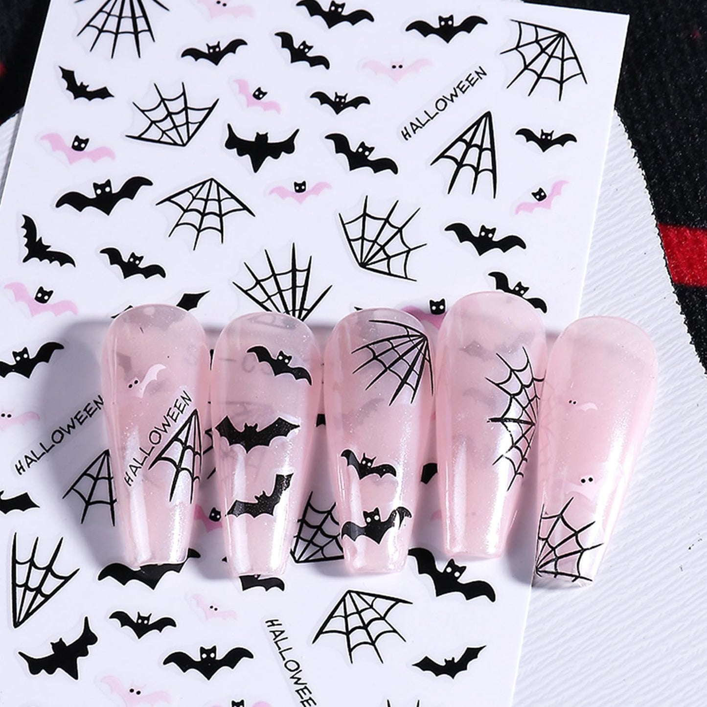 8 Sheets Halloween Nail Decals Black White Ghost Spider Web Nails Sticker Cute Pumpkin Skull Nail Art Decal Self-Adhesive Bat Blood Drop Nails Art Stickers for Women Halloween Decor