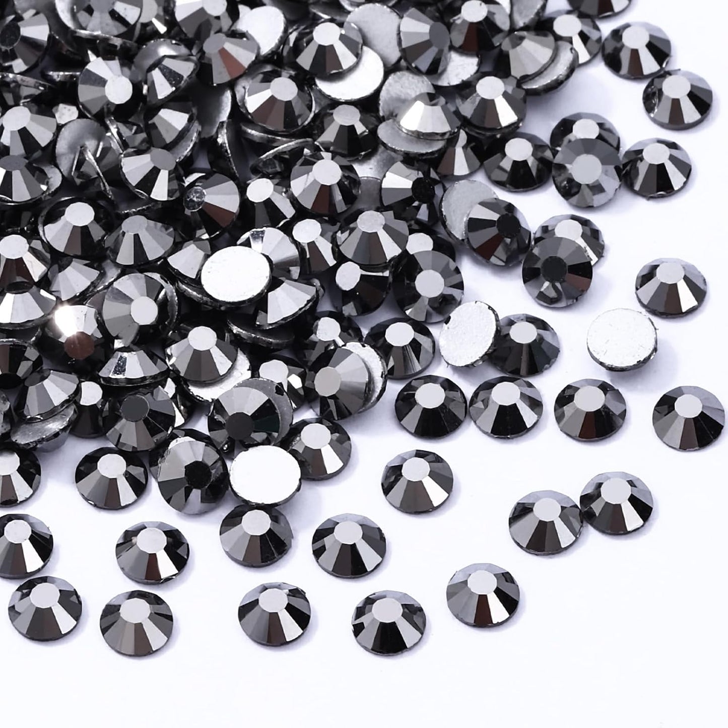 Black Hematite Flatback Rhinestones, Glass Rhinestones for Nail Art and Craft, Glue Fix, Loose Crystal Gemstones(Black Hematite, SS20, 1440pcs, 4.6-4.8mm)