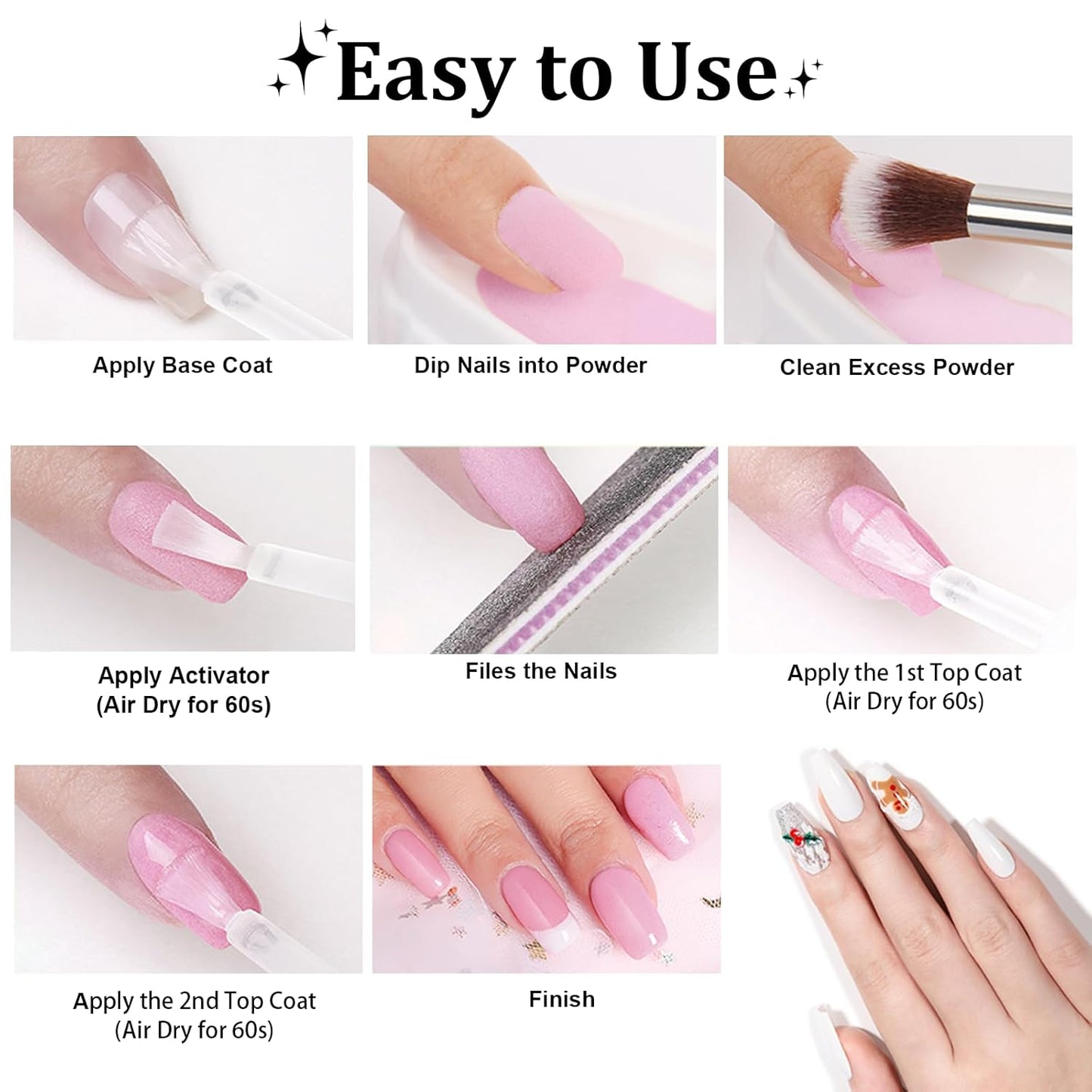 Dip Powder Glitter Pink Color, 1 Oz/28g Dipping Powder French Nail Art Starter Manicure Salon DIY at Home Glitter Odor-Free and Long-Lasting, No Need Nail Lamp Curing