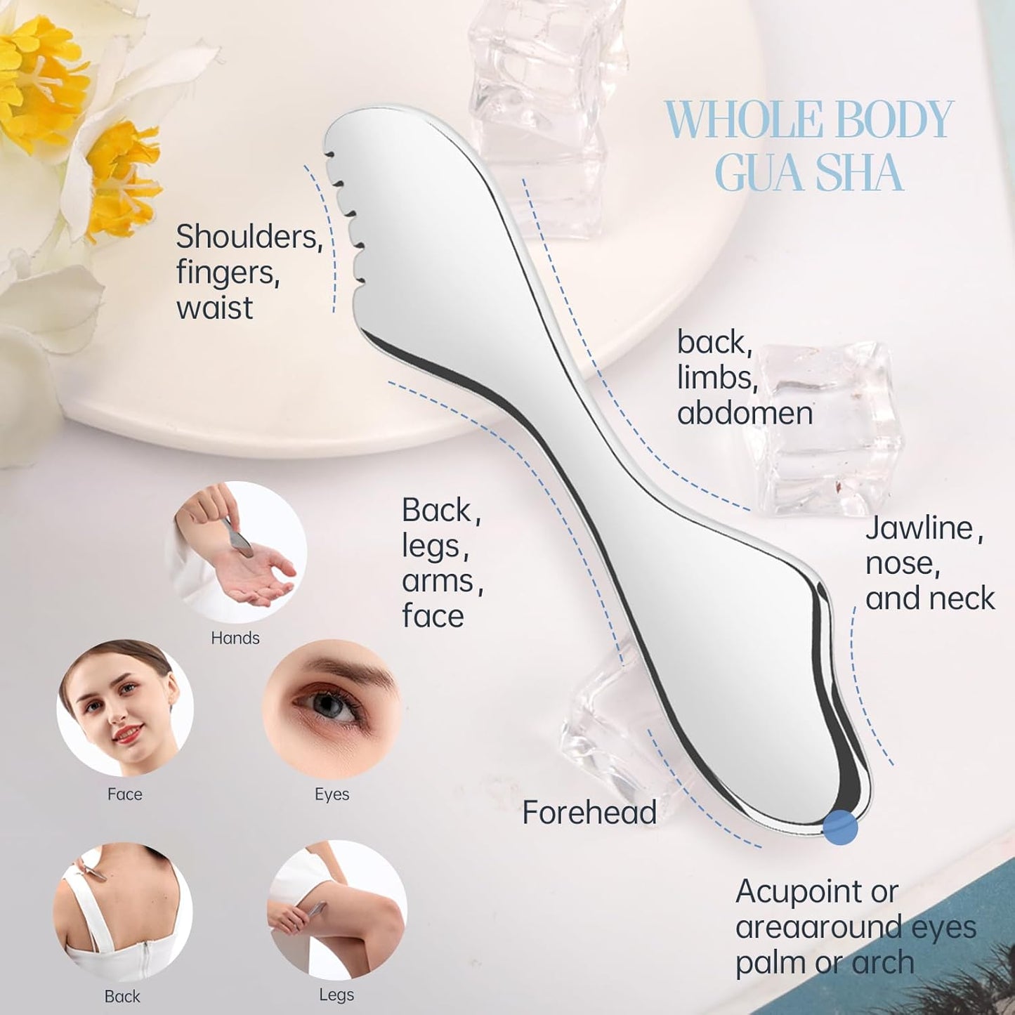 Gua Sha Facial Tools,Guasha Massage Tool for Face&Body, Manual Massage Tool for Lymphatic Drainage &Jawline Sculpting & Puffiness Reducing,Gua Sha Muscle Scraper Tool,Skin-Care Tool