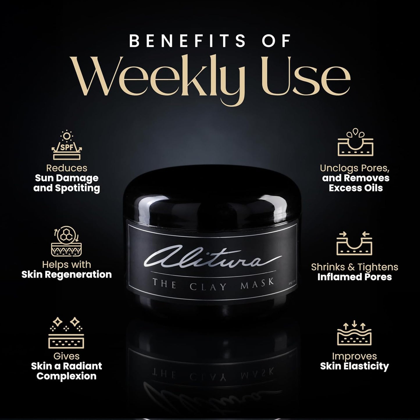 Alitura Clay Face Mask – Exfoliating, Hydrating & Anti-Aging Facial Mask with Vitamin C & Pearl Powder – Pore Cleansing Face Mask for Acne, Blackheads & Glowing Skin – 7.1 oz