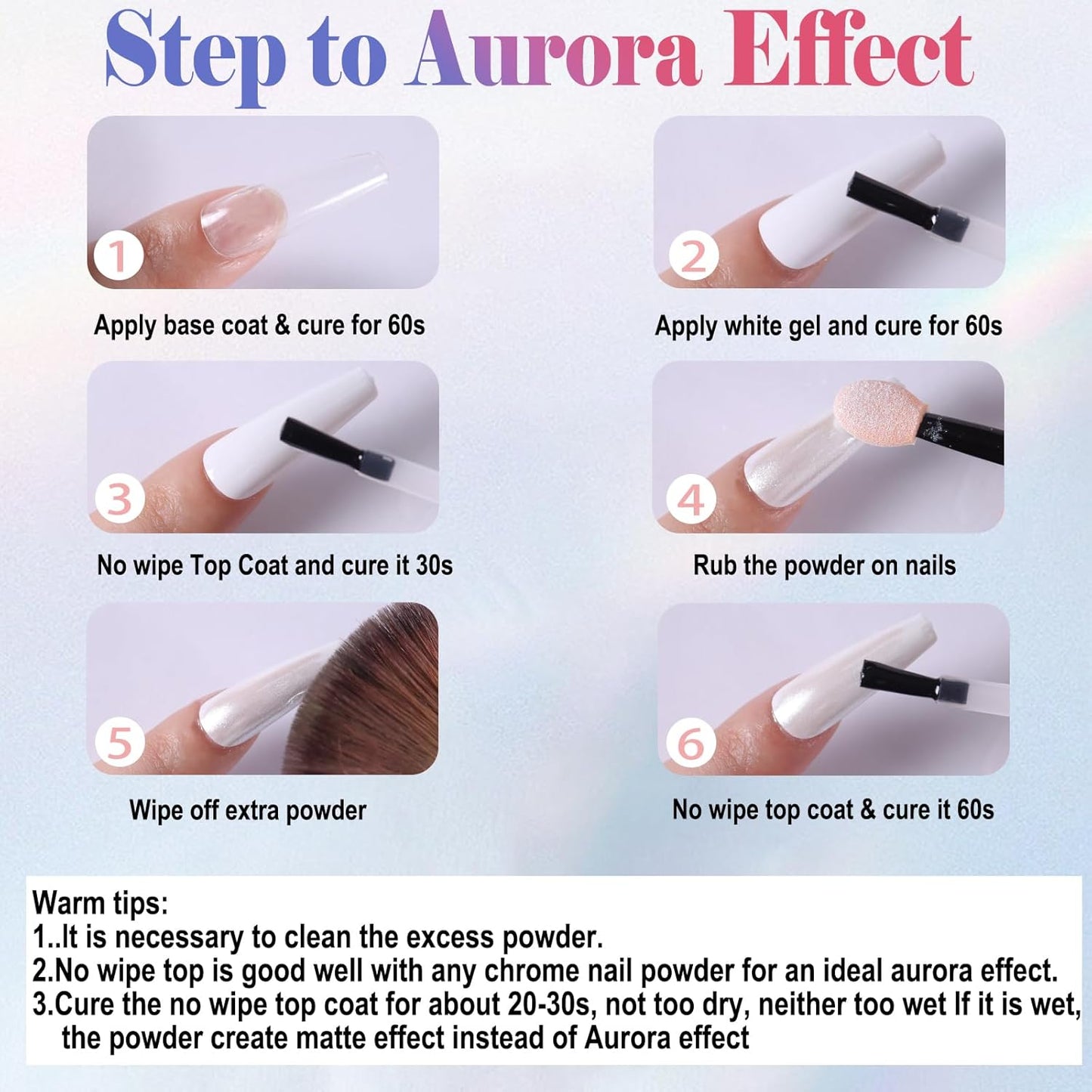 SIUSIO White Pearl Chrome Nail Powder, 3pcs Iridescent Aurora Powder Metallic Mirror Effect Pigment Pearlescent Mermaid Pigment for Nail Art Manicure Decoration Sets