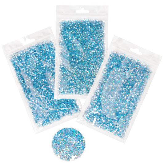 16000PCS Light Blue AB Resin Rhinestones for Crafting 3mm 4mm 5mm Baby Blue Flatback Jelly Stones Bulk SS10 SS16 SS20 Diamonds Charms for Nails Face Eyes Makeup Tumblers Bottles Crafts Clothes