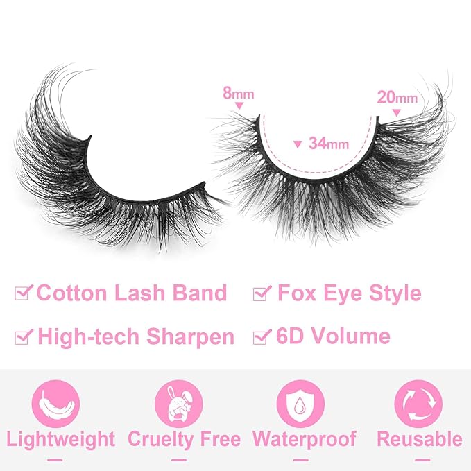 False Lashes Natural Look Faux Mink Eyelashes Wispy Fox Eye Lashes That Look Like Extensions 3D Mink Lashes Natural Strip Lashes Pack by Kiromiro