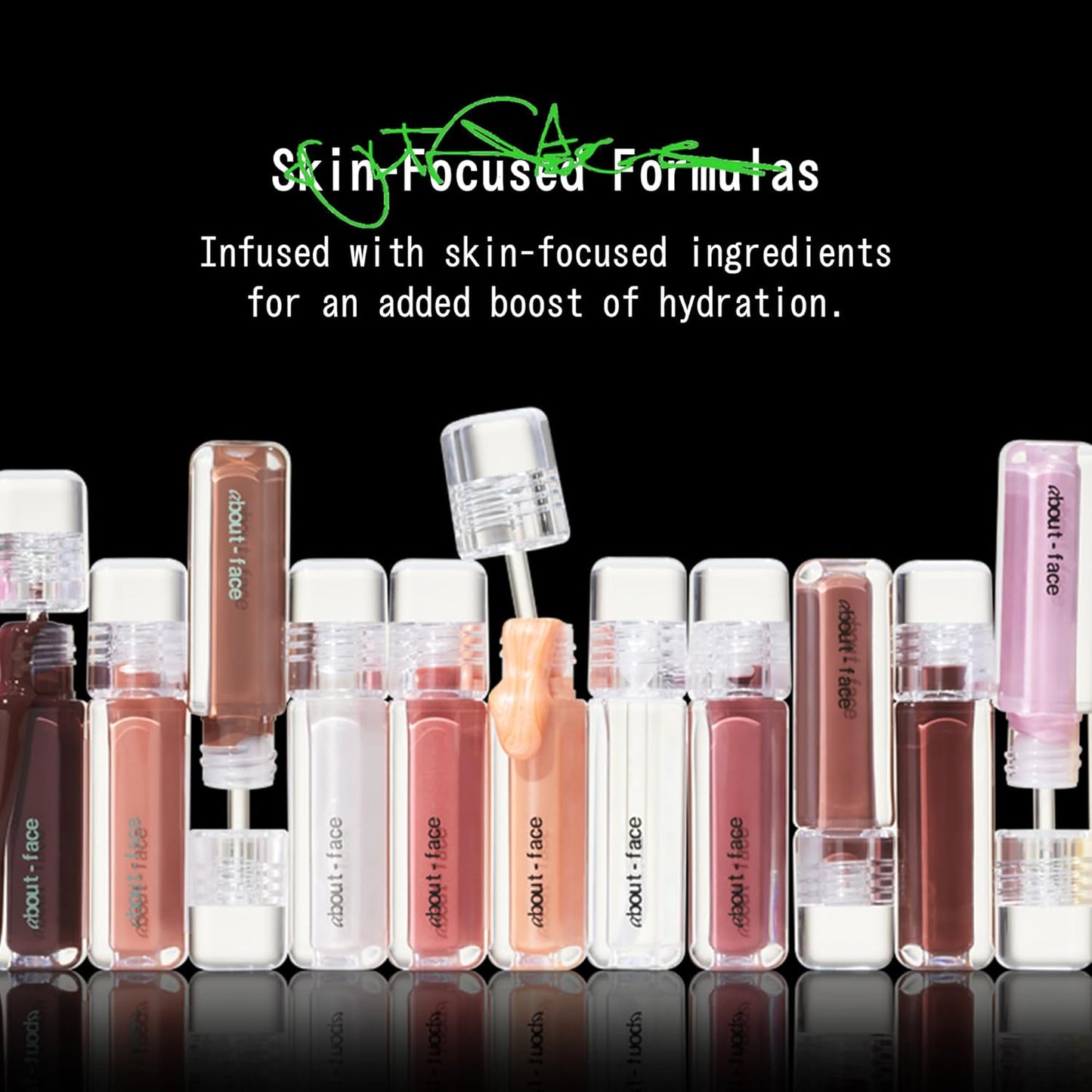 about-face Light Lock Lip Gloss Dare To Bare – Non-Sticky, High-Shine Lip Oil Gloss with Coconut Oil, Peppermint & Lavender – Vegan, Cruelty-Free, Clean Beauty – 0.21 oz (Caramel)