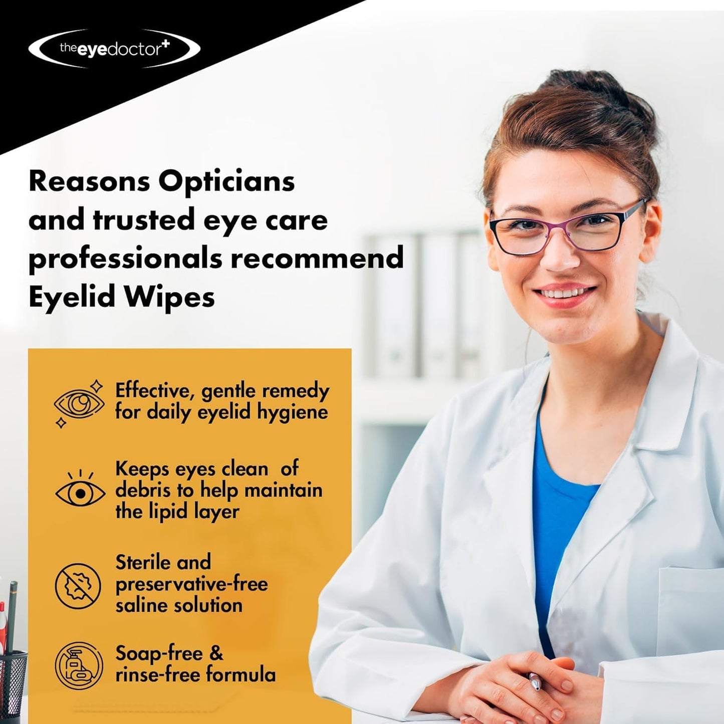 The Eye Doctor Biodegradable Eyelid Wipes - 80 x Single Use Eye Cleaning Wipes for Daily Lid Care - Individual Preservative Free Sensitive Eye Cleaner - Soothes Cleans and Refreshes