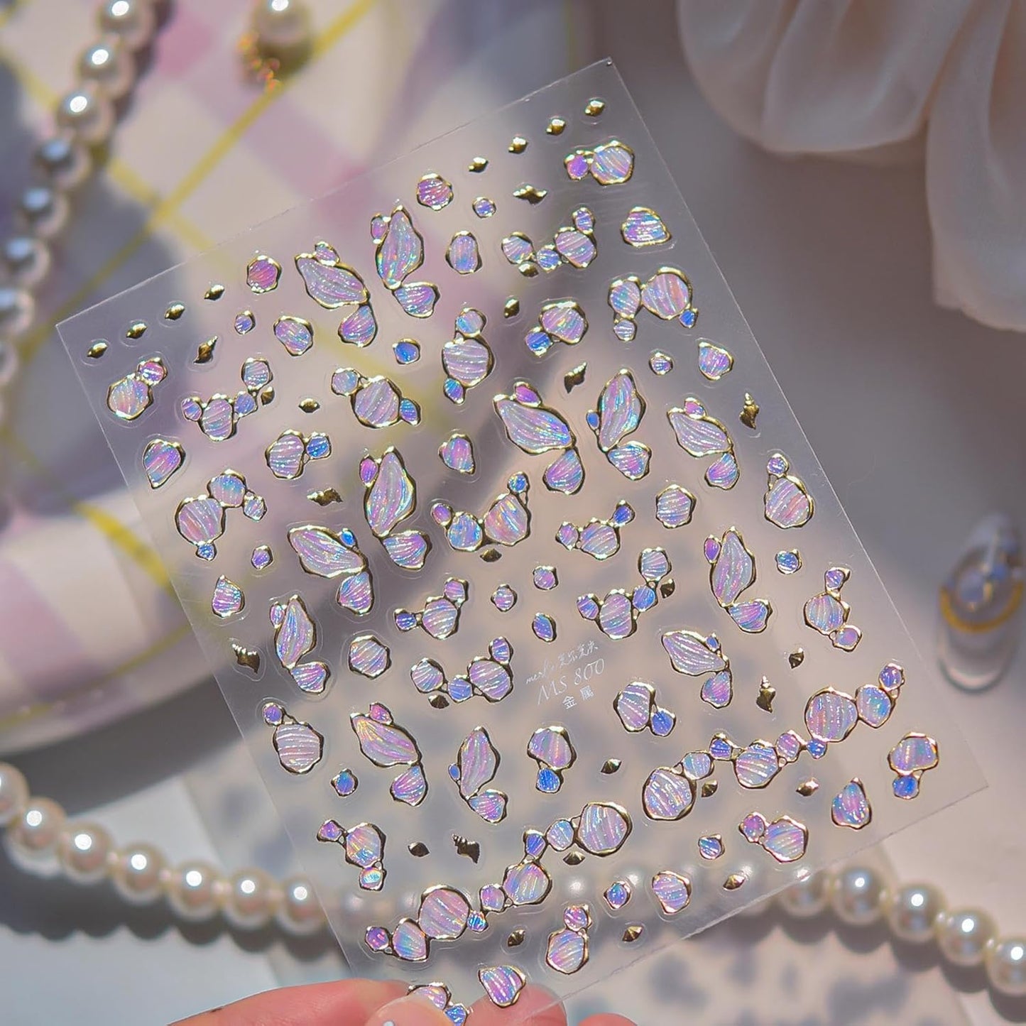 Purple Nail Stickers Irregular Shape Nail Art Decals Golden Edge with Design Nails Art Decals Self Adhesive Ombre Nails Decal Supply 5D Embossed for Women Girls Kid Manicure DIY Charms Decoration