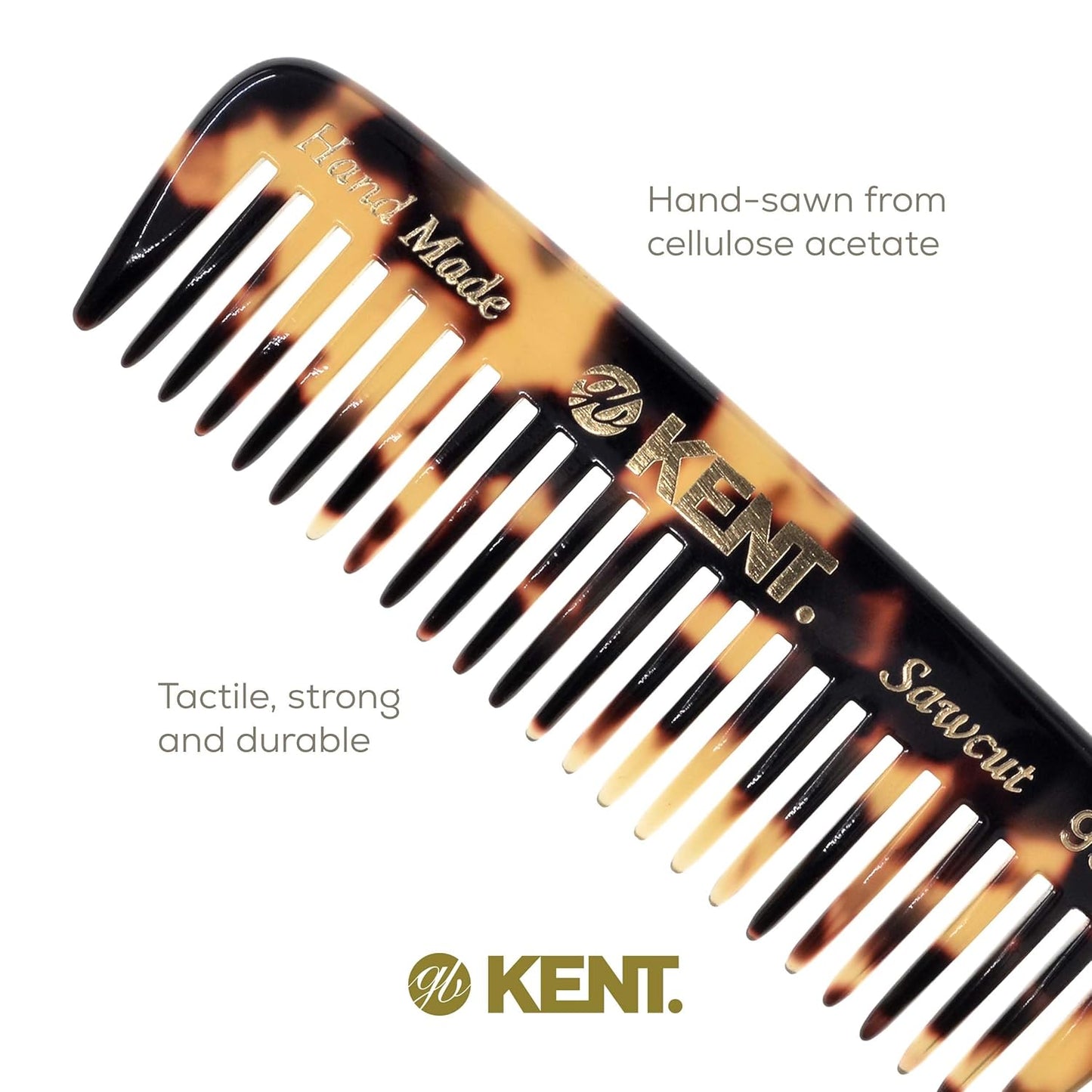 Kent 93T Tokyo White Beard Comb for Men - Wide Tooth Men's Comb, Ideal For Mustaches and Beards and Facial Hair, Small Pocket Sized Travel Detangler Combs, Saw-Cut, Hand Polished, Made in England